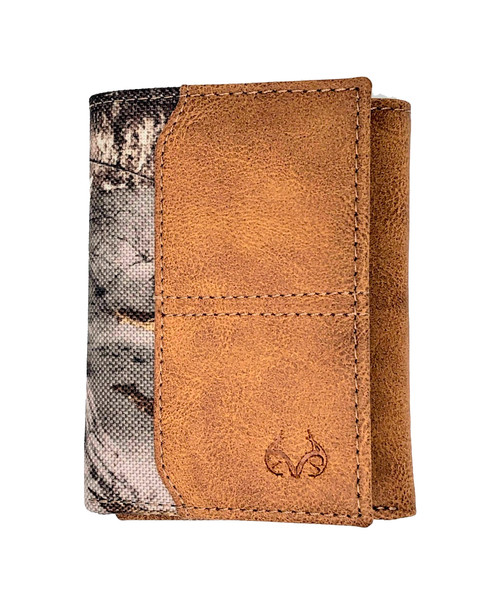 Realtree Edge Camo Burnished Tan Leather Trifold Wallet - 01